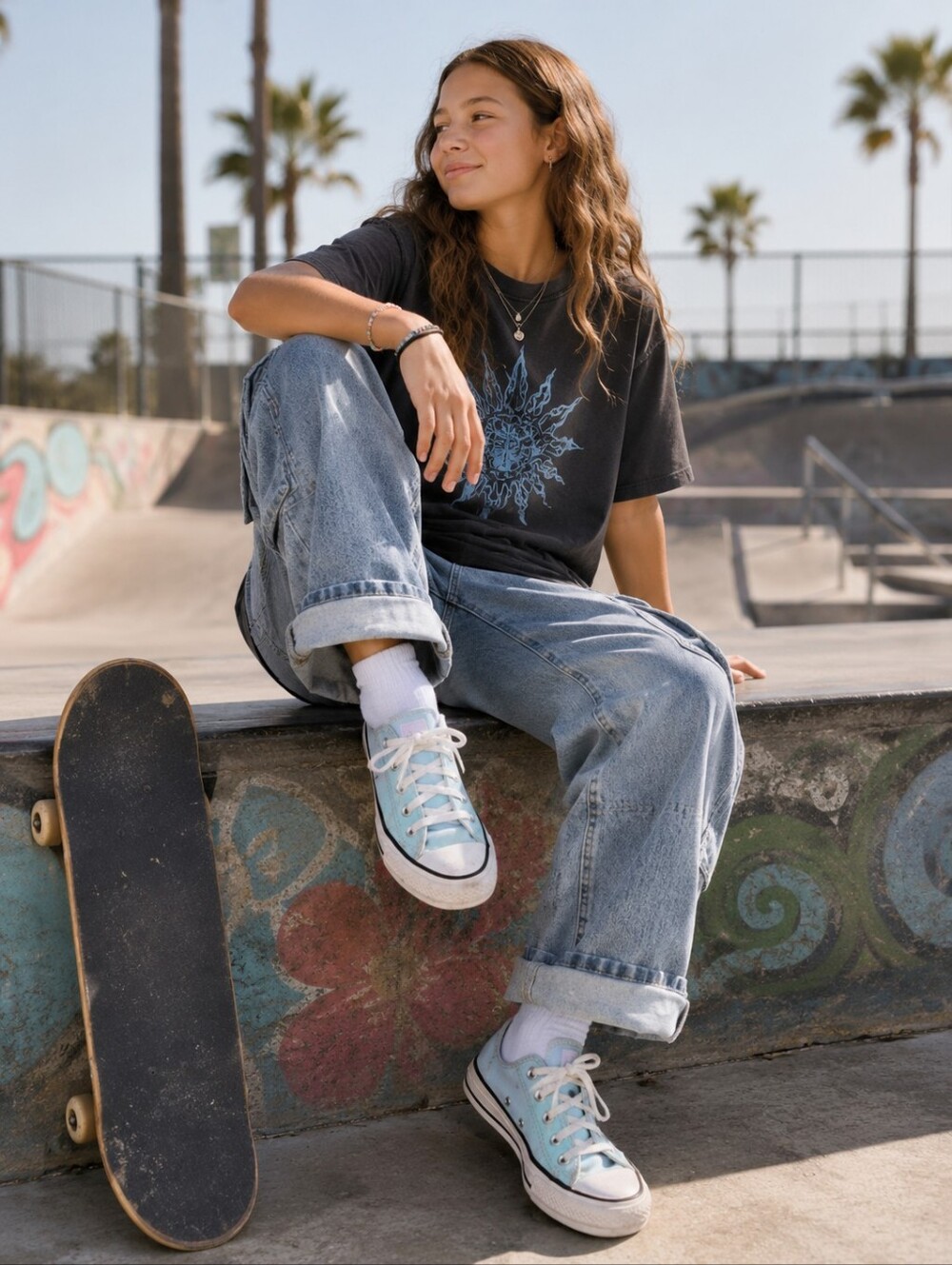 Baby Blue Converse Women's 6 Y2K Skater Festival Tween